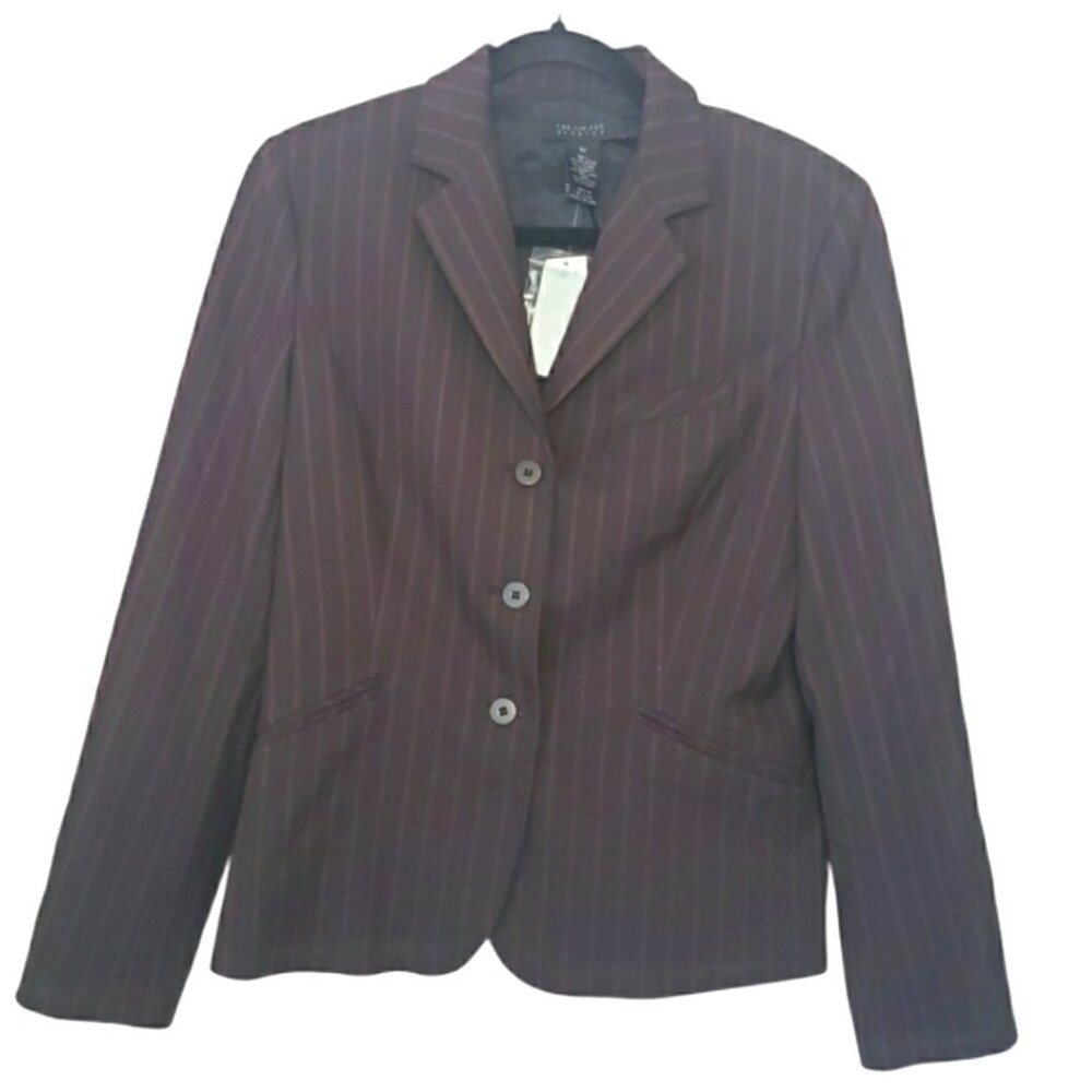 THE LIMITED Stretch Womens Black Maroon Pin Striped Blazer Jacket Size Medium